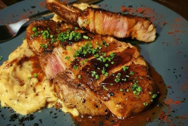 Anchovy Crusted Iberico Pork Rib Eye