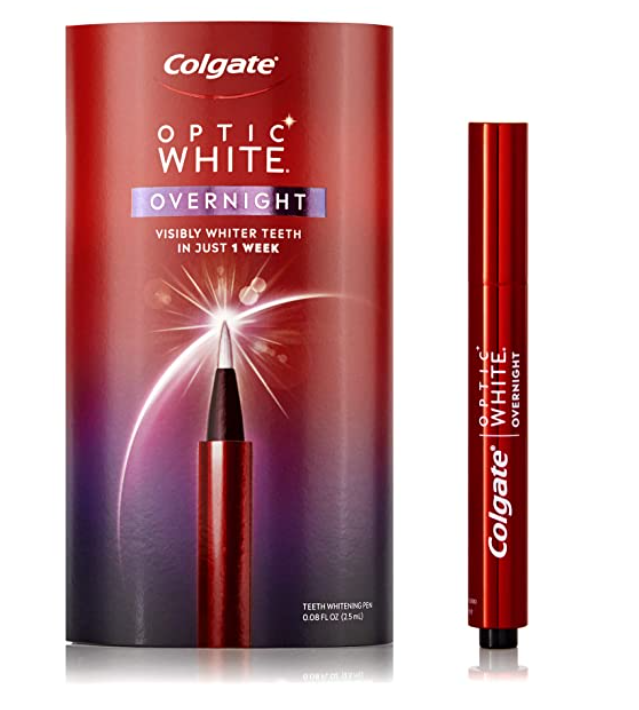 Colgate Optic White Overnight Teeth Whitening Pen, Gentle Teeth Stain Remover to Whiten Teeth, 3%