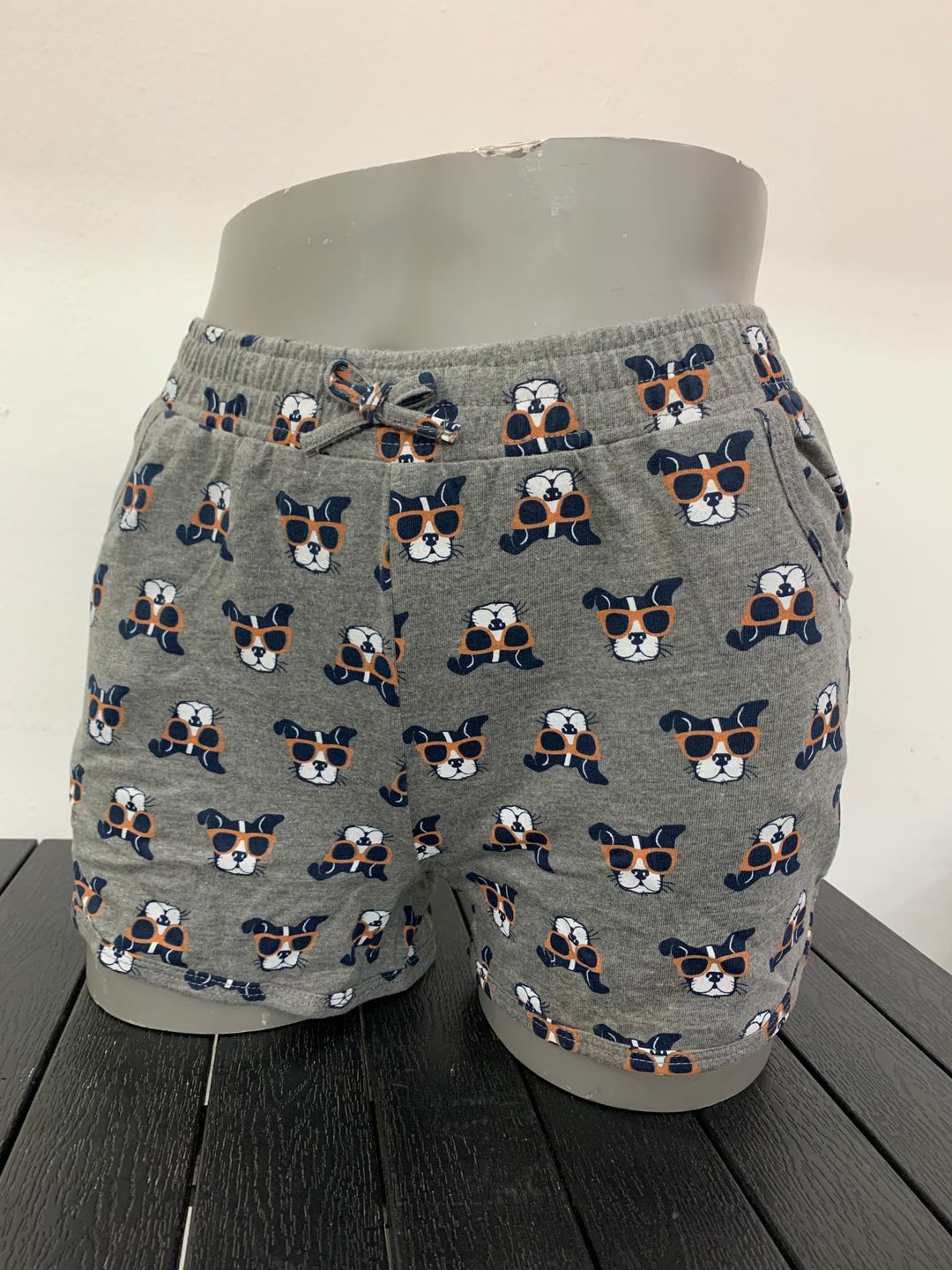 Ladies Printed Knit Shorts Dog 