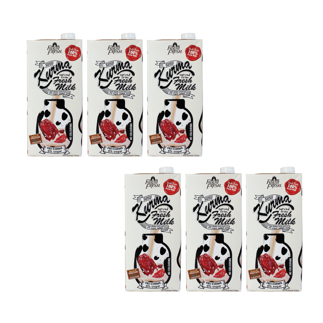 (Bundle of 6) Fresh Milk with Dates - 1 litre