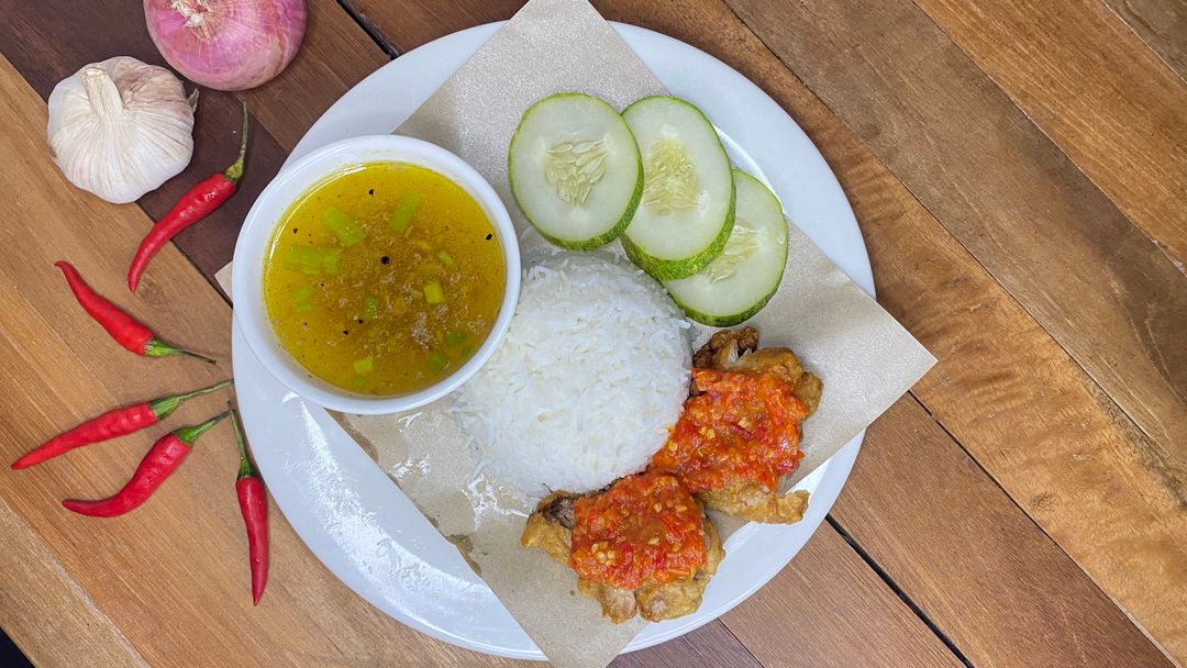 Nasi Ayam + Cabai Pipit Bajok choices of 2 pieces chicken