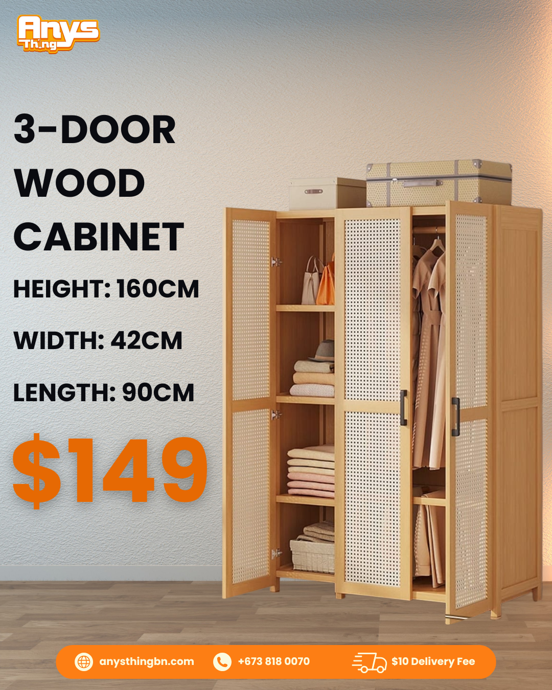 3-Door Wood Cabinet - Anysthing | Take App