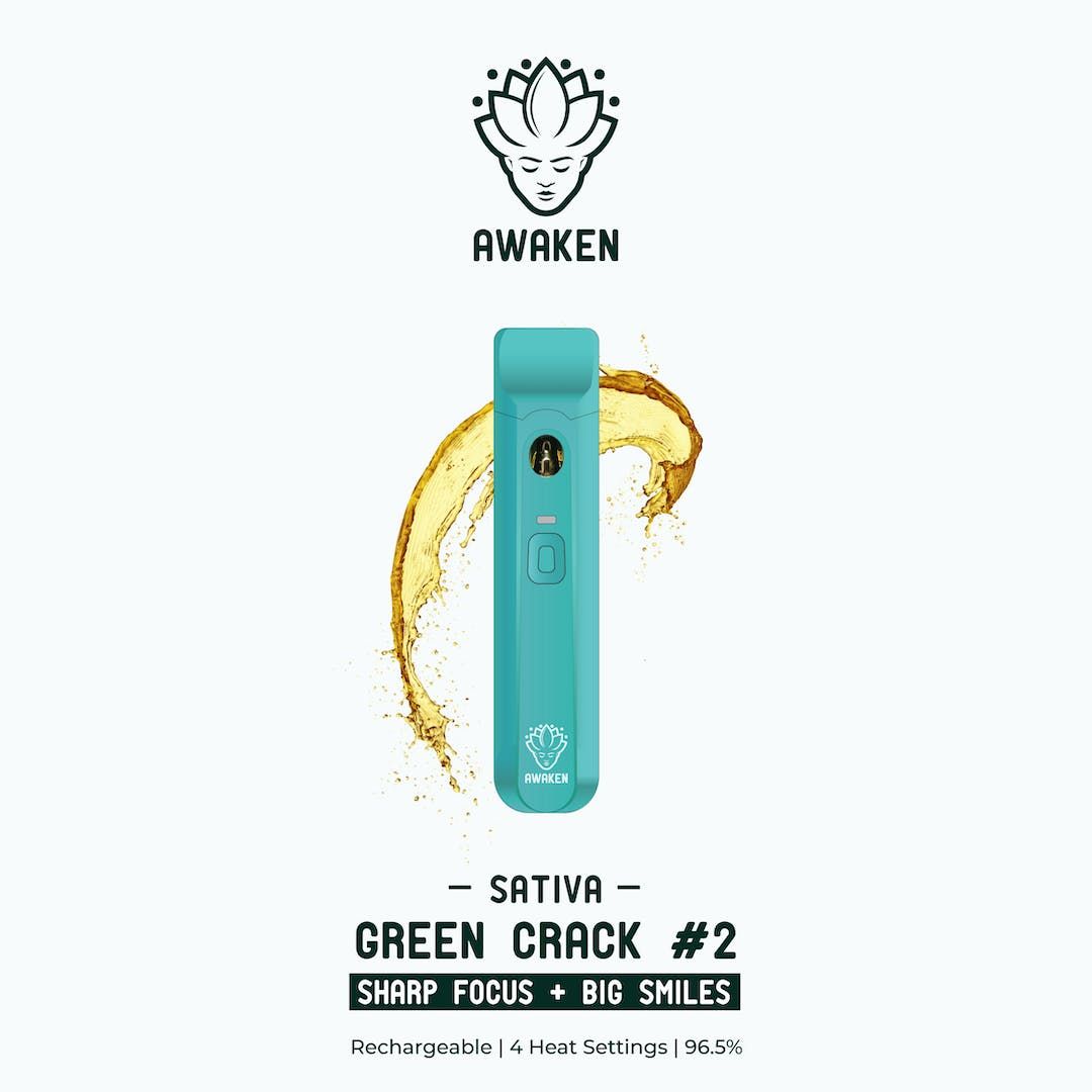 Awaken 1ml Disposable | Green Crack #2 | 4 Heat Settings | Rechargeable_0