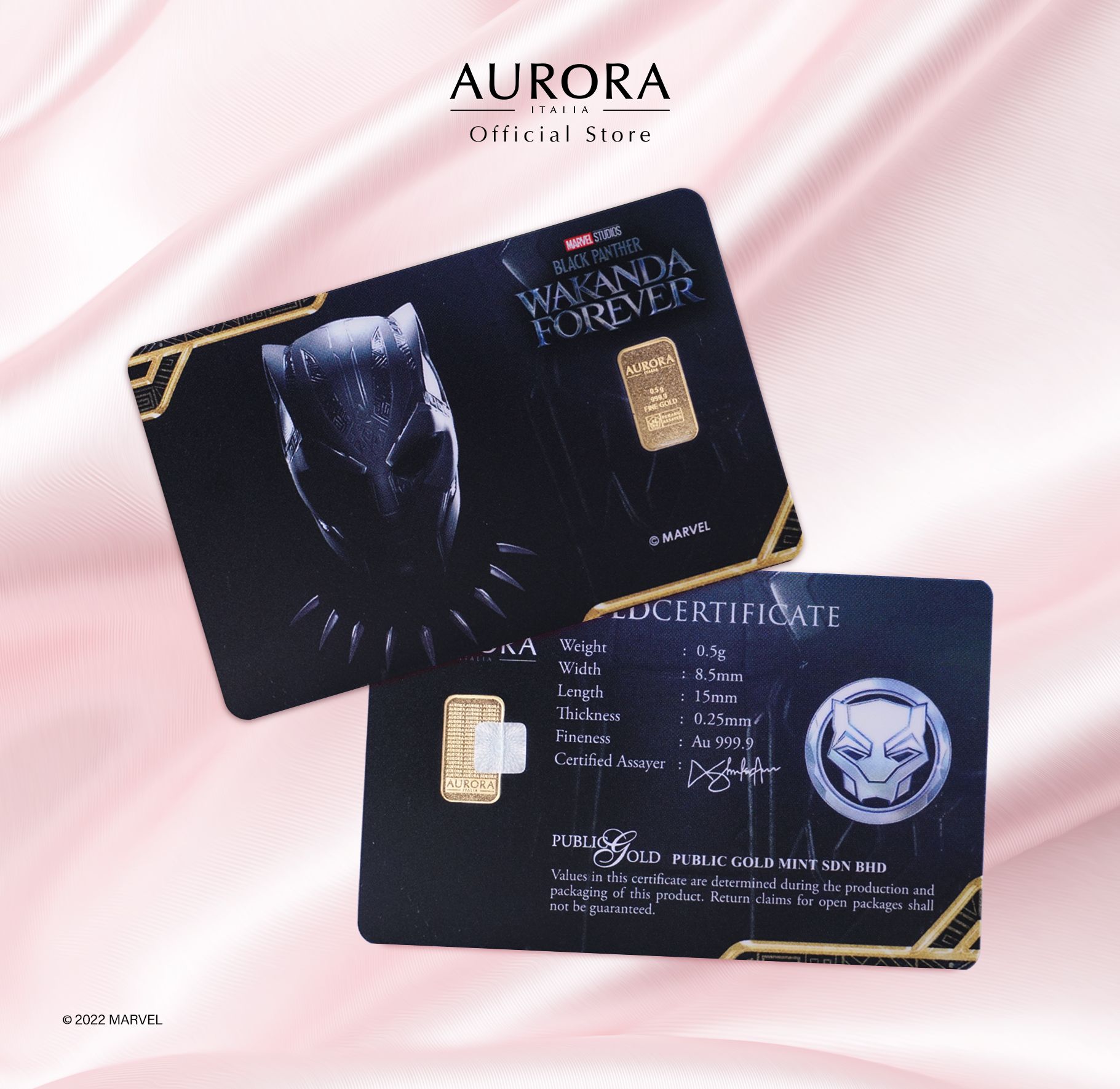 AURORA ITALIA (0.5g) 999.9 Marvel Black Panther: Wakanda Forever Limited Edition Gold Bar_0