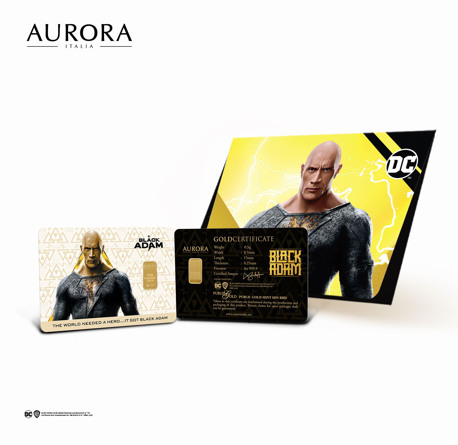 AURORA ITALIA (0.5g) 999.9 Black Adam Limited Edition Gold Bar_1