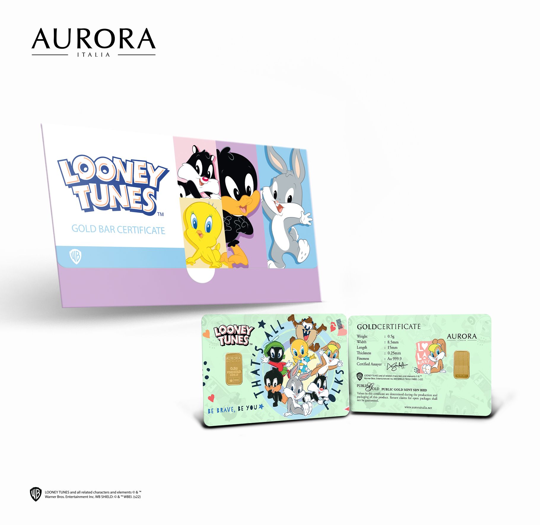 AURORA ITALIA (0.5g) 999.9 Baby Looney Tunes: Baby Love Limited Edition Gold Bar_1
