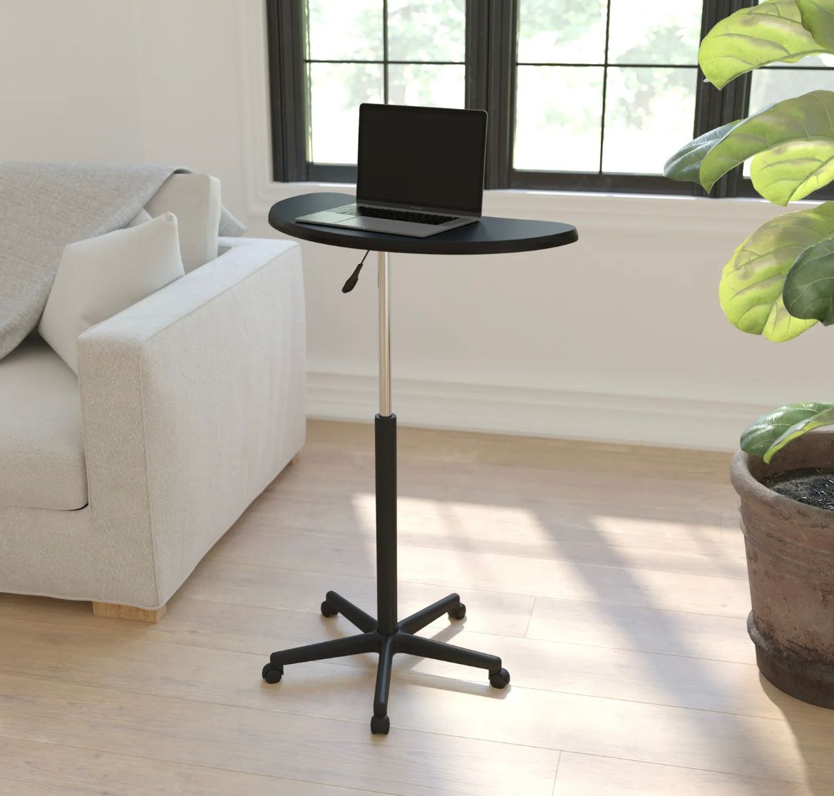 Black  Mobile Laptop Computer Desk - Portable Rolling Standing Desk_0