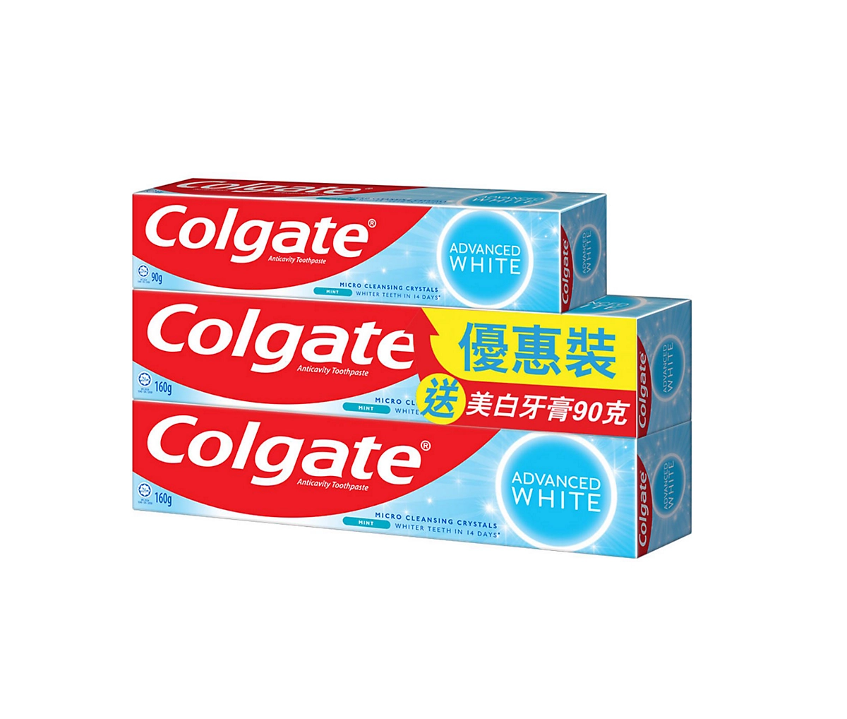 Colgate Advance White  Jumbo Tooth Paste(2 x 160 GM + 1 x 90 GM)_0