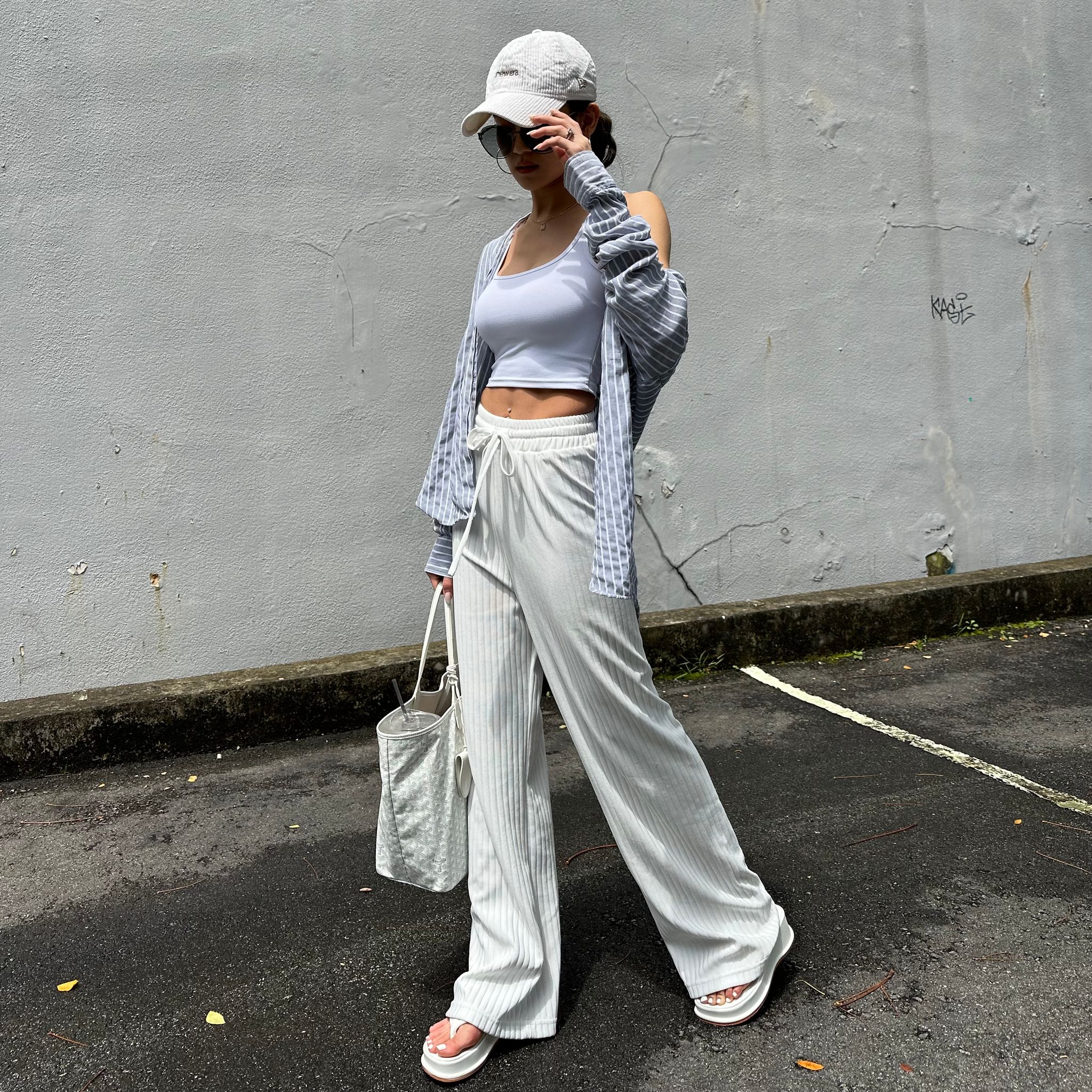 DRAWSTRING PLEATED PANTS (WHITE)_1