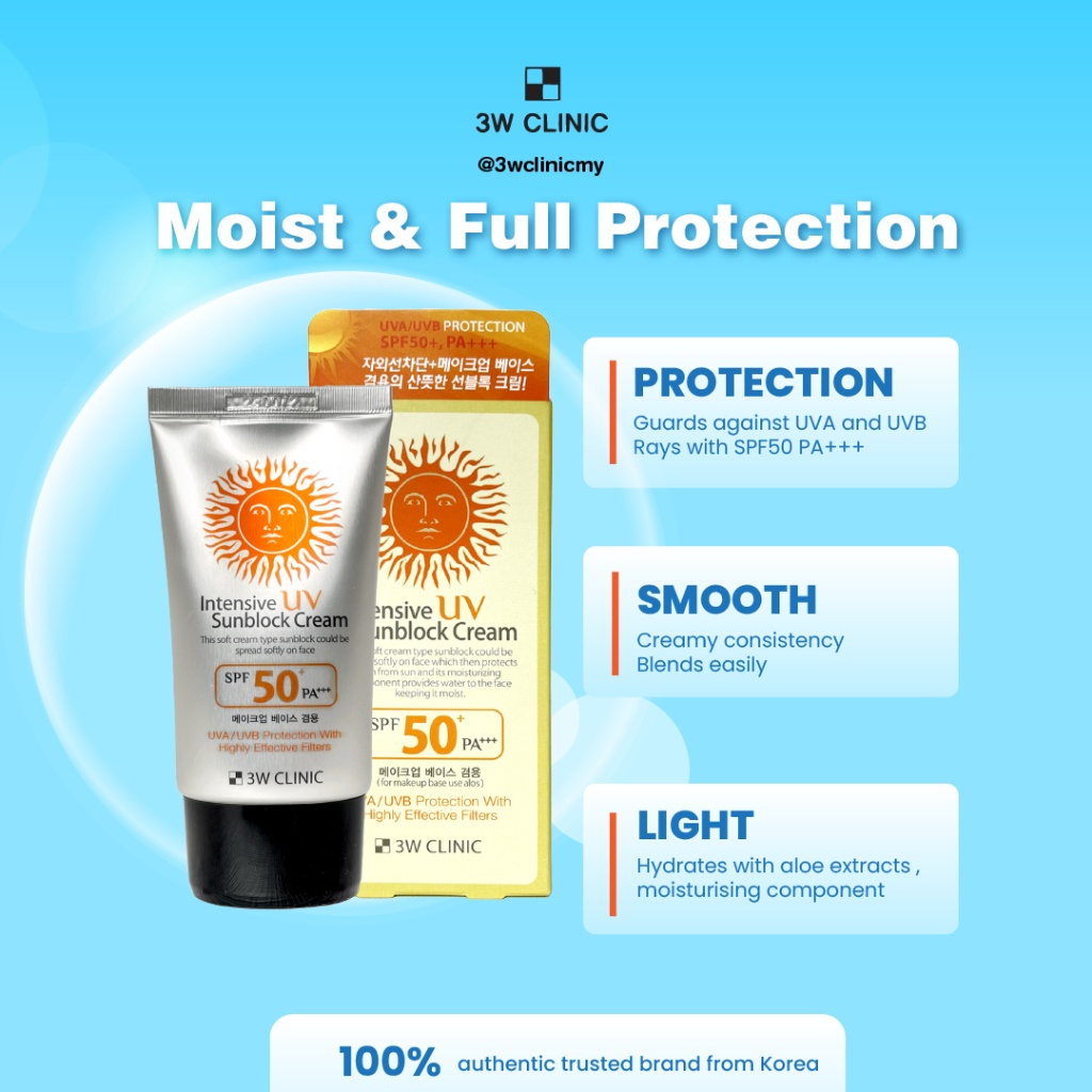 3W Clinic Intensive UV Sunblock Cream SPF50+ PA +++_5