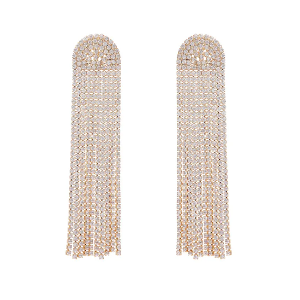 Bling Tassel Stainless Steel with Rhinestones Drop Earrings_0