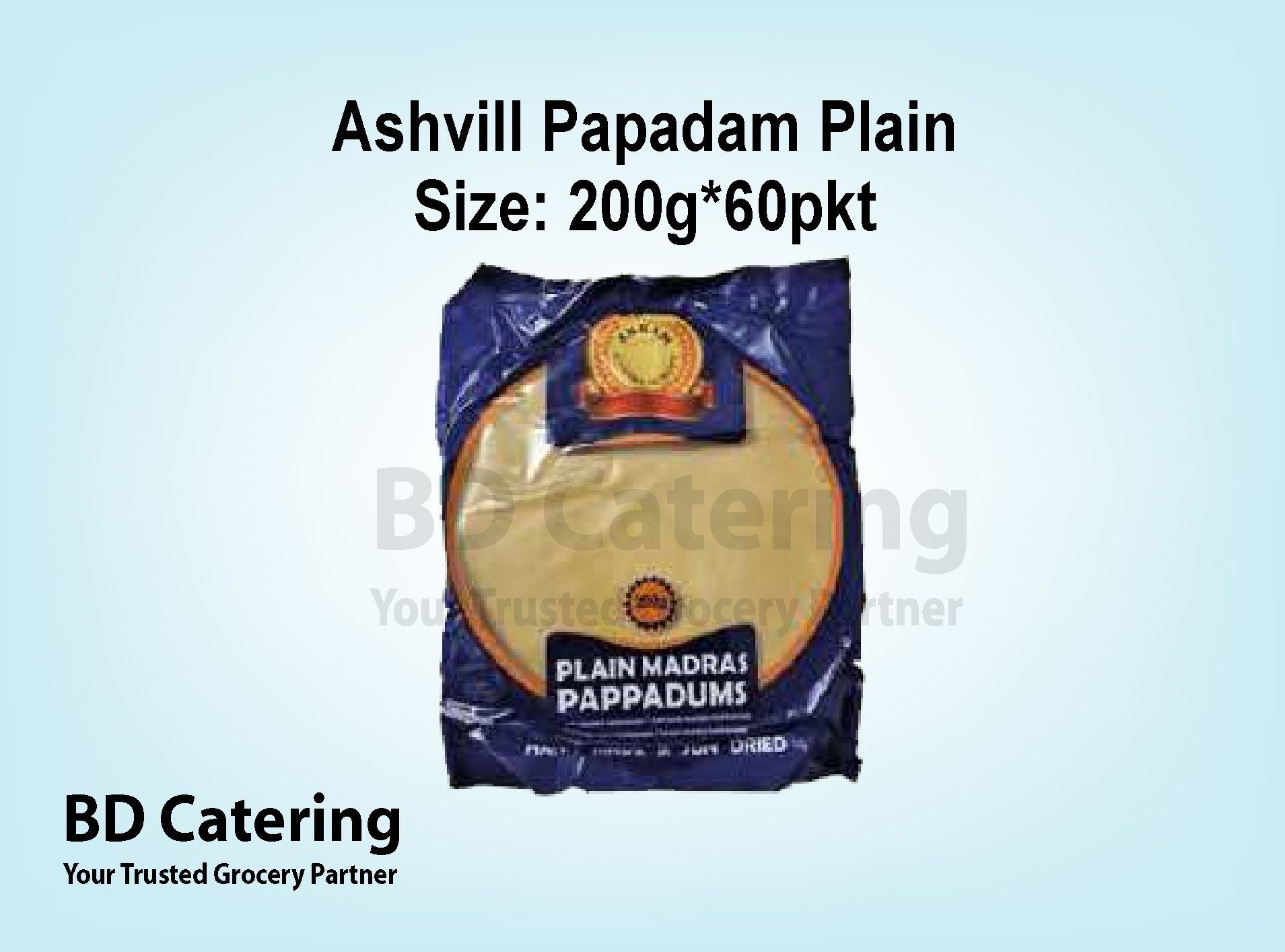 Ashvill Papadam Plain Size: 200g/60pkt_0