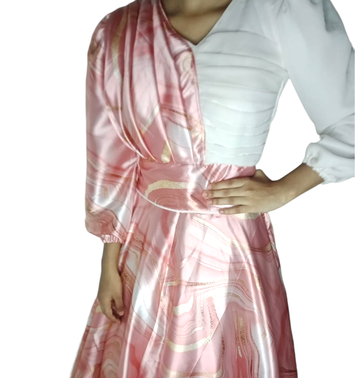 Stylish Satin A-Line Skirt and Top for Weddings and Parties - Dressworld India"_2