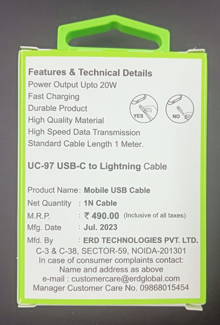 ERD UC-97 Type-C to Lightning 1 Meter Cable_2