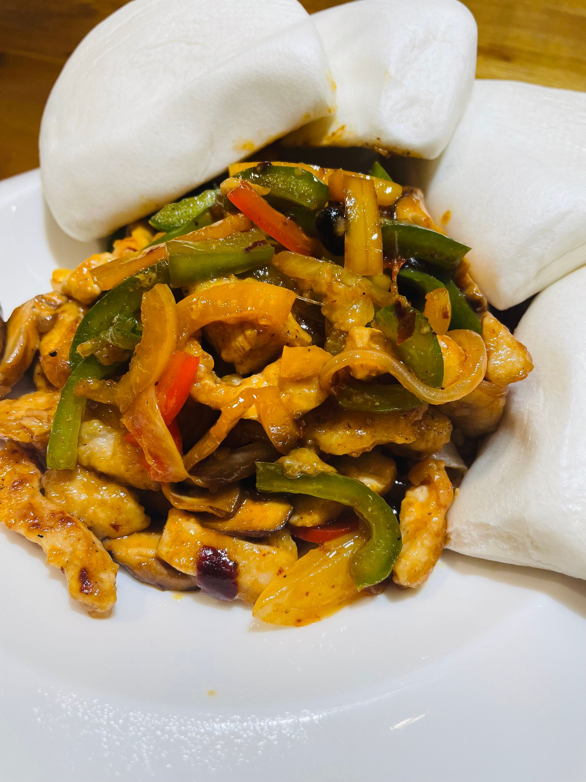 돼지고기 고추잡채와 꽃빵 (4개) Stir fried pork with peppers + 4 buns_0