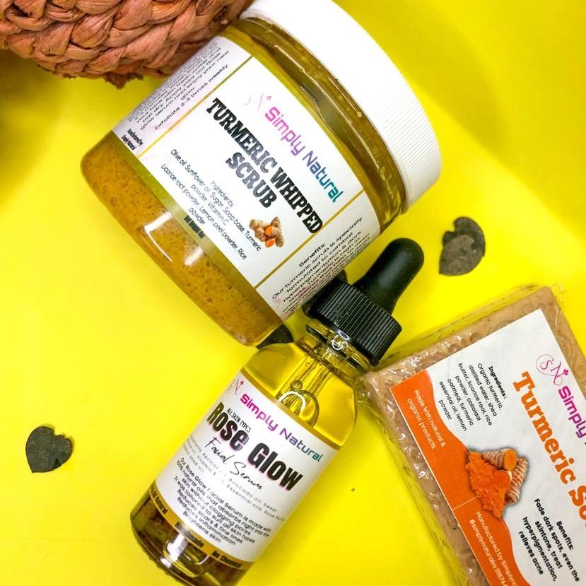 Acne-Fighting Combo: Turmeric Scrub, Turmeric soap, and Rose Glow Serum_2