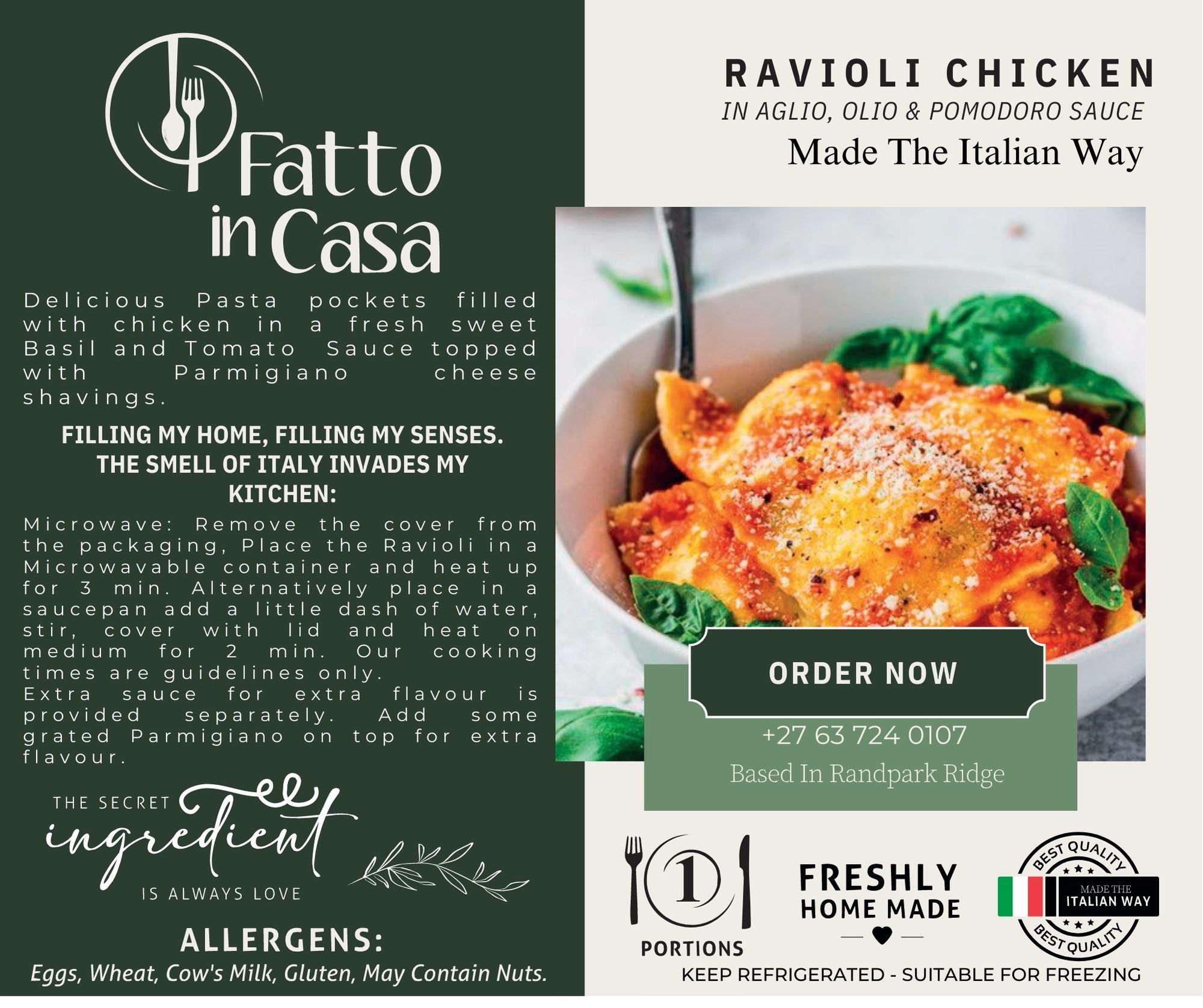 Ravioli Chicken in an Aglio Olio & Pomodoro sauce_0