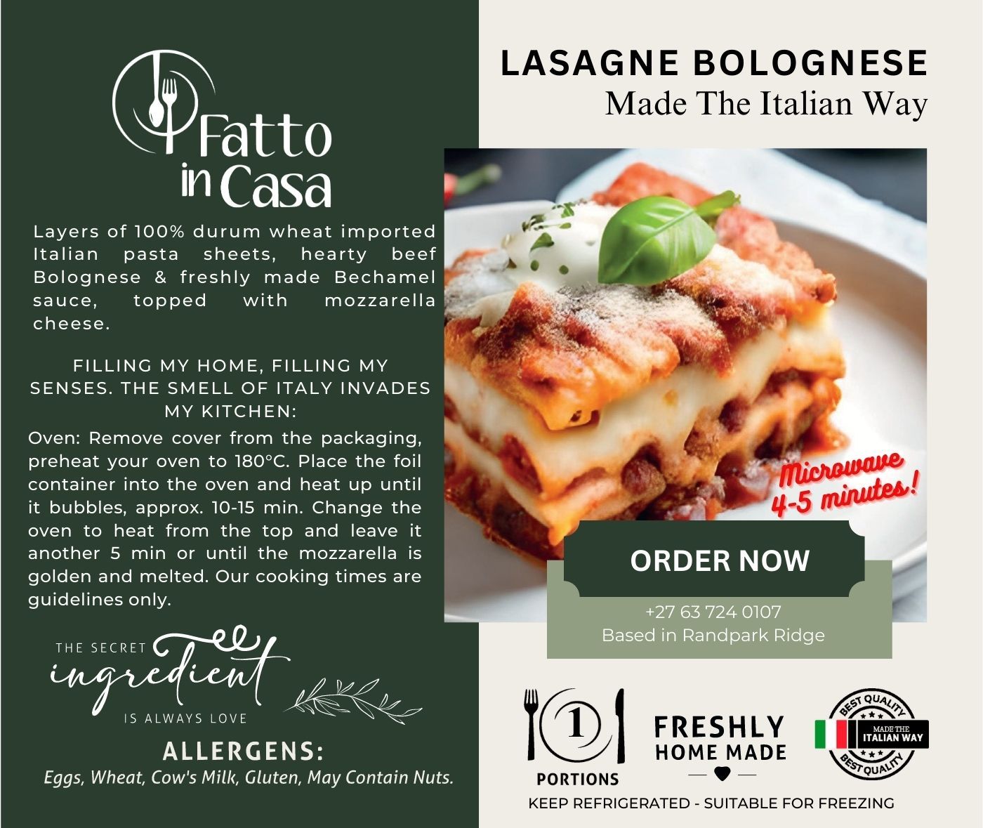 Lasagne bolognese 1 portion_0
