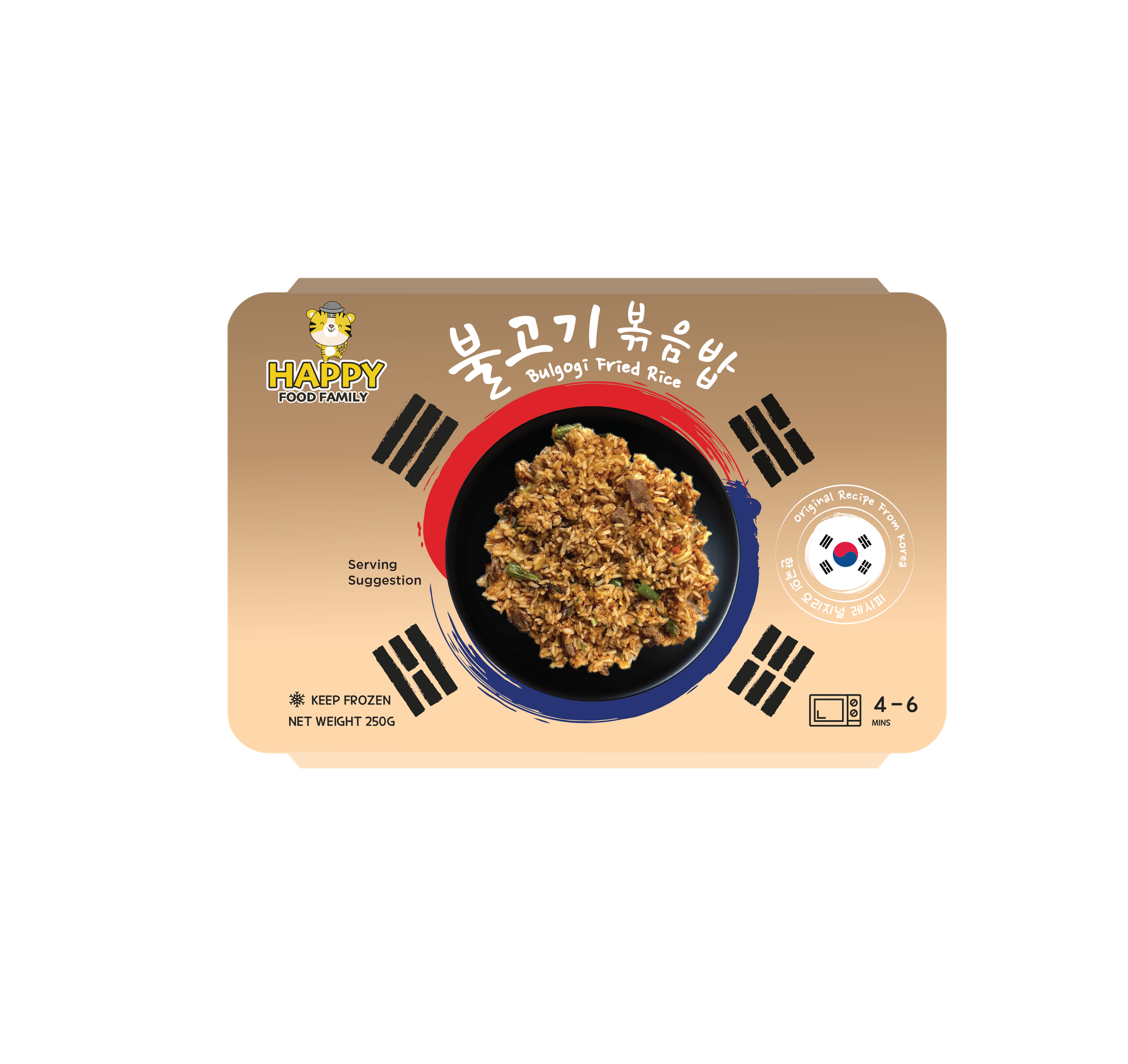 [HAPPY FOOD FAMILY] KOREAN FOOD READY MEAL - Kimchi/Bulgogi/Shrimp Fried Rice/Japchae 250g_2