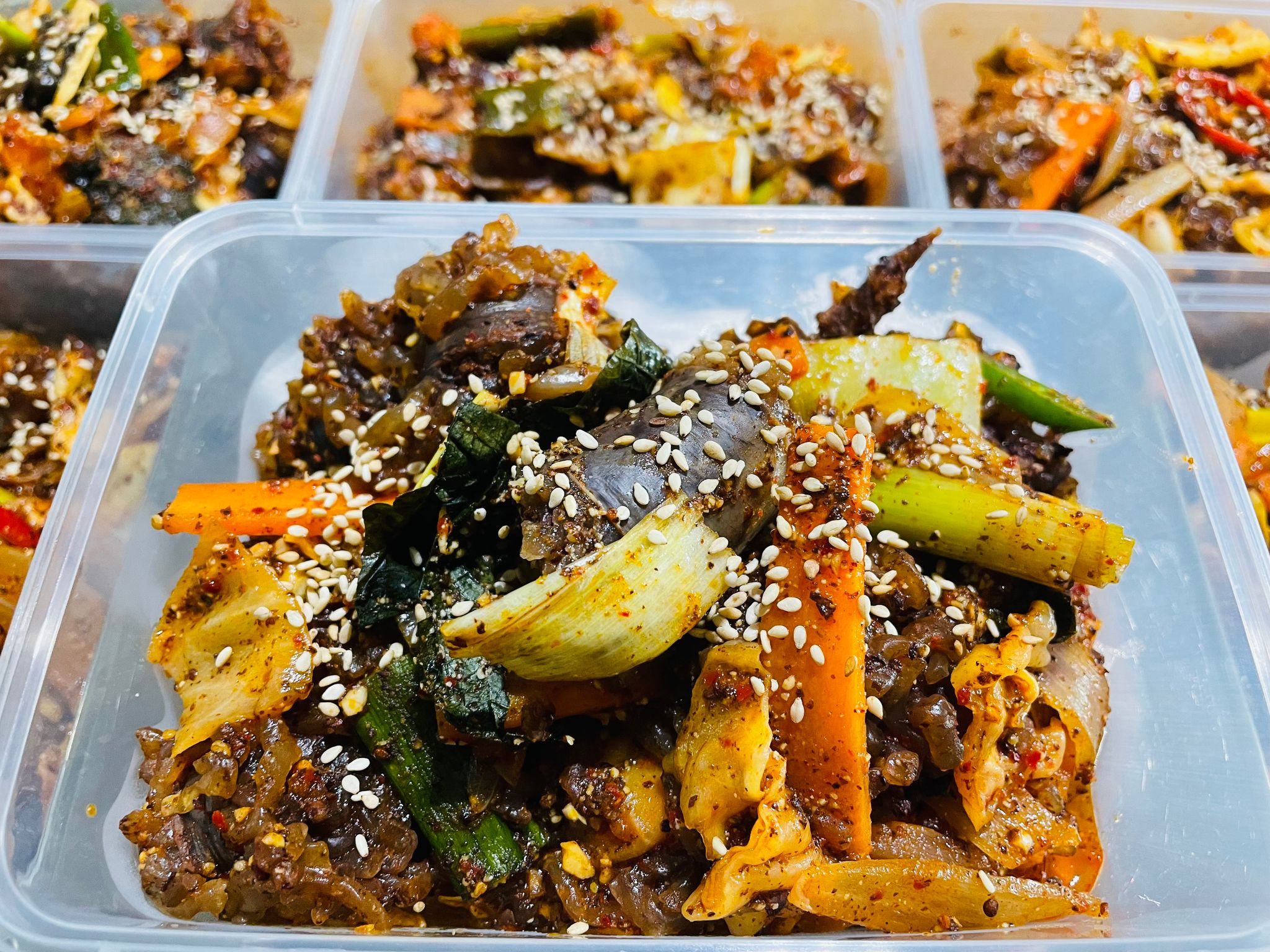 매운 순대볶음 Stir fried Sundae with vegetables _0