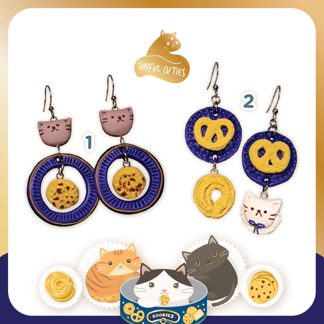 🧈🍪 Buttered Kitties Handmade Polymer Clay Stainless Steel Earrings (2 Designs Available)_0