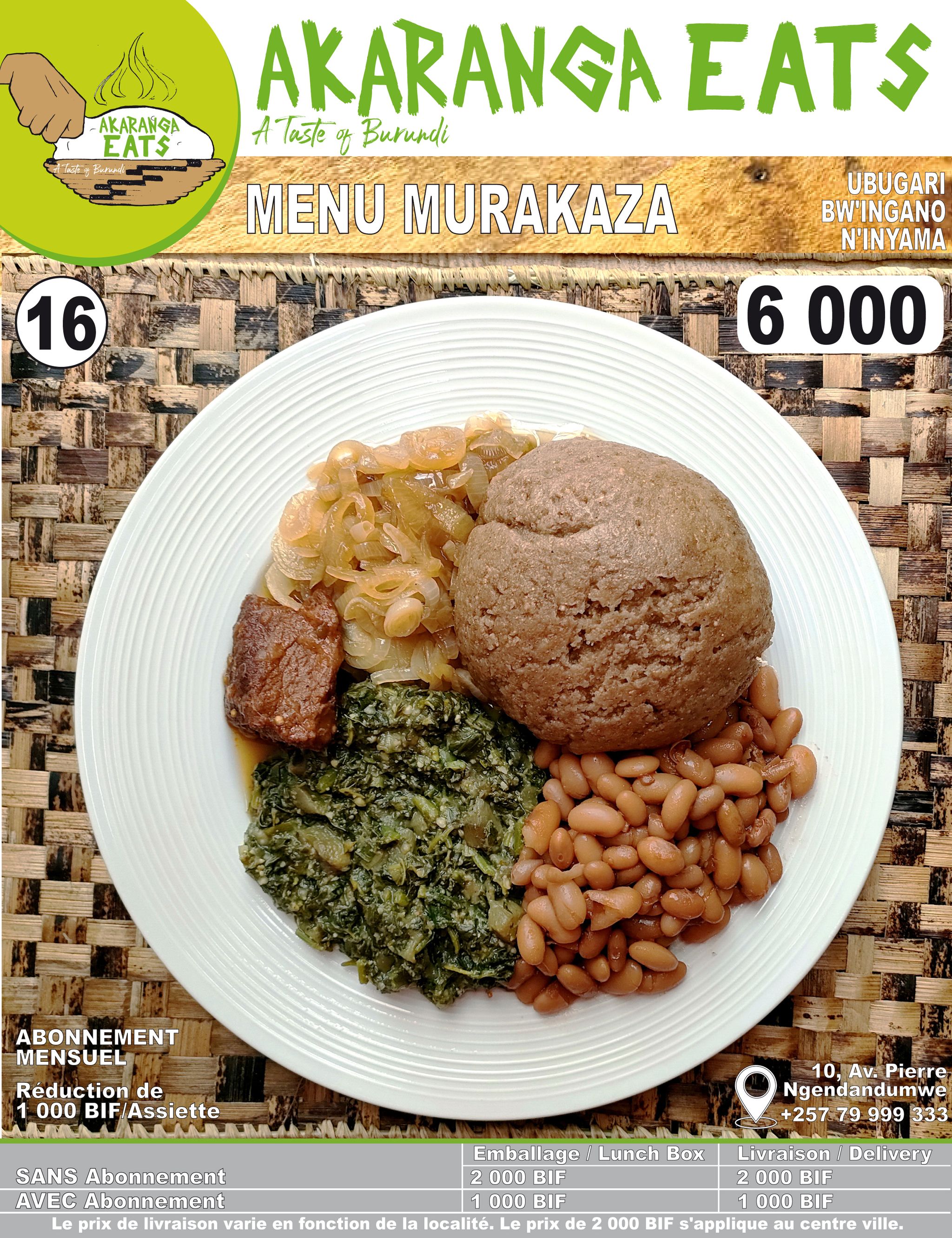 Menu MURAKAZA 6 000 BIF_0