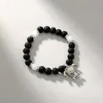 Marbling Stone Smooth Bracelet Hollow Lotus Shape Pendant With Luminous Glowing In The Dark Beads Stretchable Bracelet_1