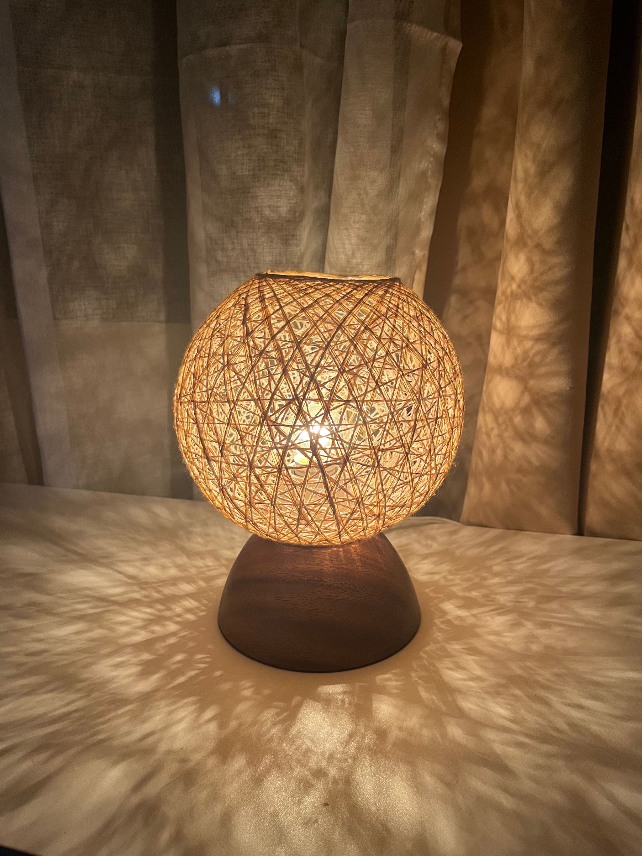 Lampara: Abaca Wool Orb Lamp 8.5 inches_1