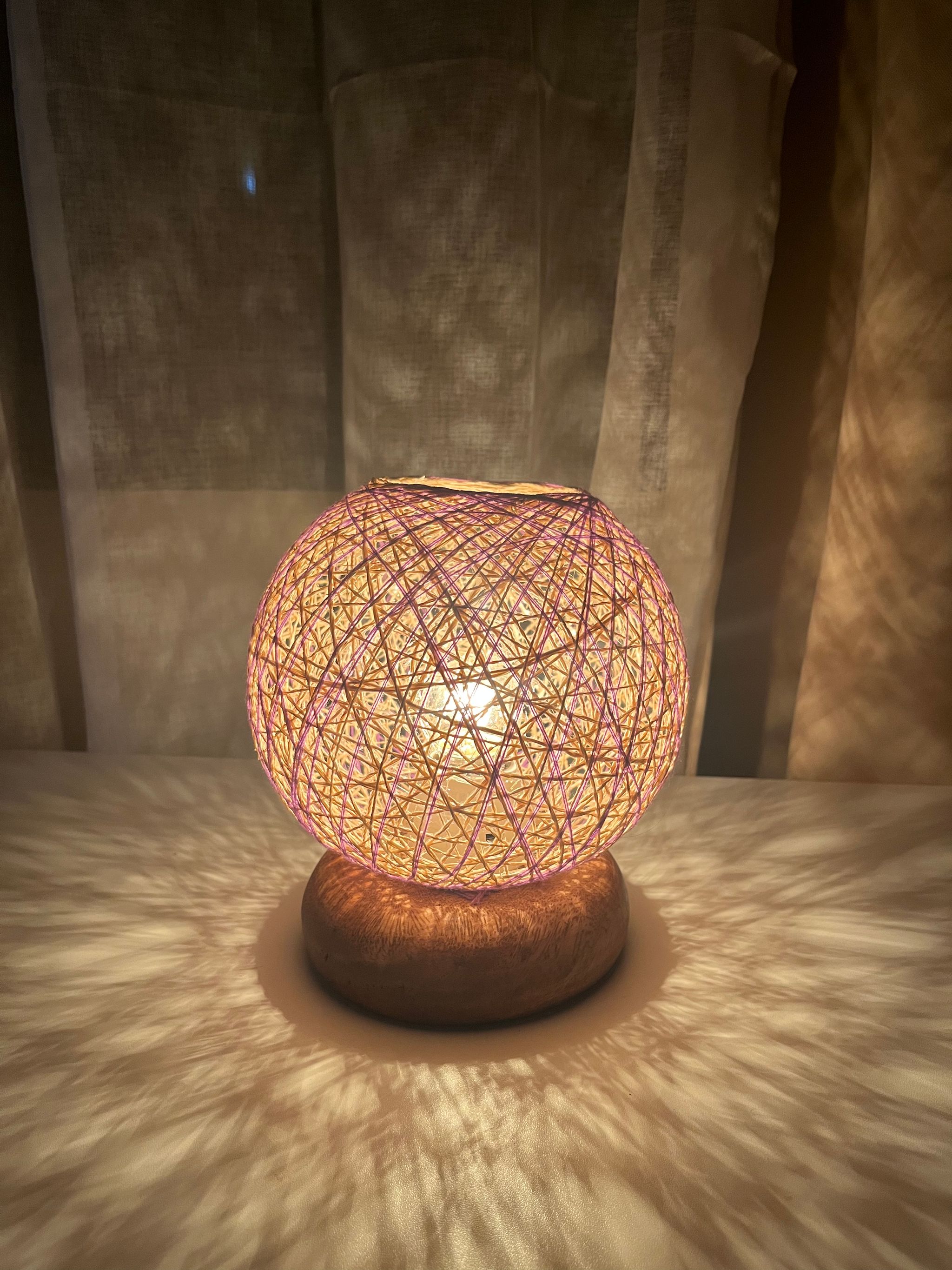 Lampara: Abaca Wool Orb Lamp 8.5 inches_2