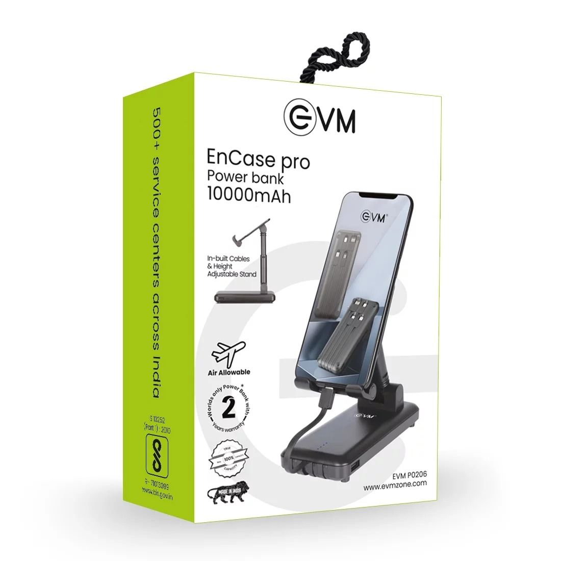 EVM EnCase Pro 10000 mAh Powerbank (With Stand & InBuilt Cables)_0