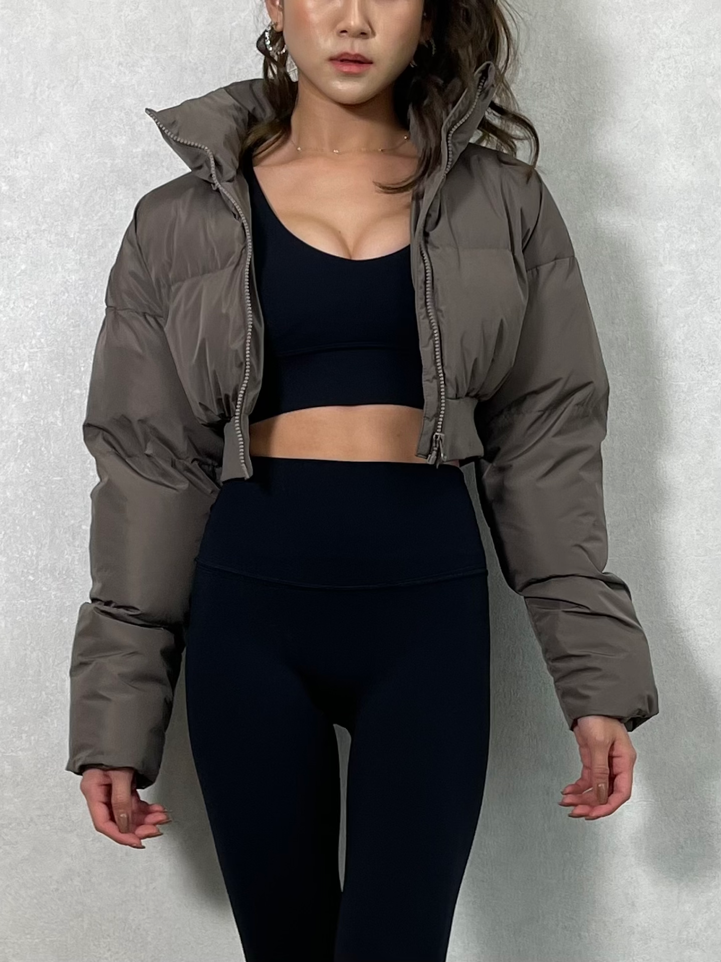 CROP BOMBER JACKET(Taupe/Black)_3