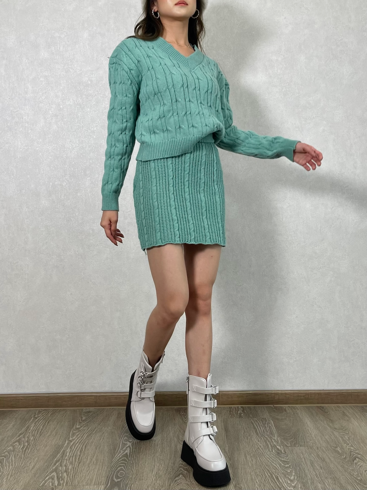 2PCS KNIT SET (Teal)_1