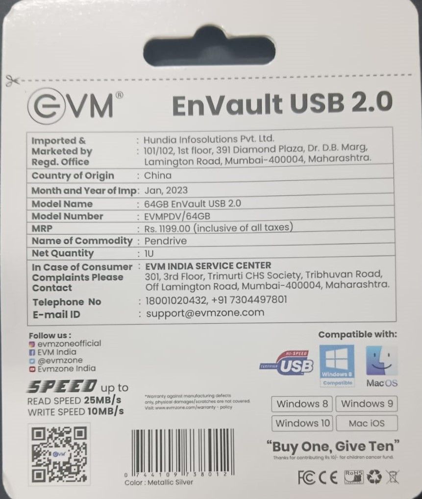 EVM 64GB EnVault USB2.0 EVM PDV/64GB Pendrive With GST Bill_2