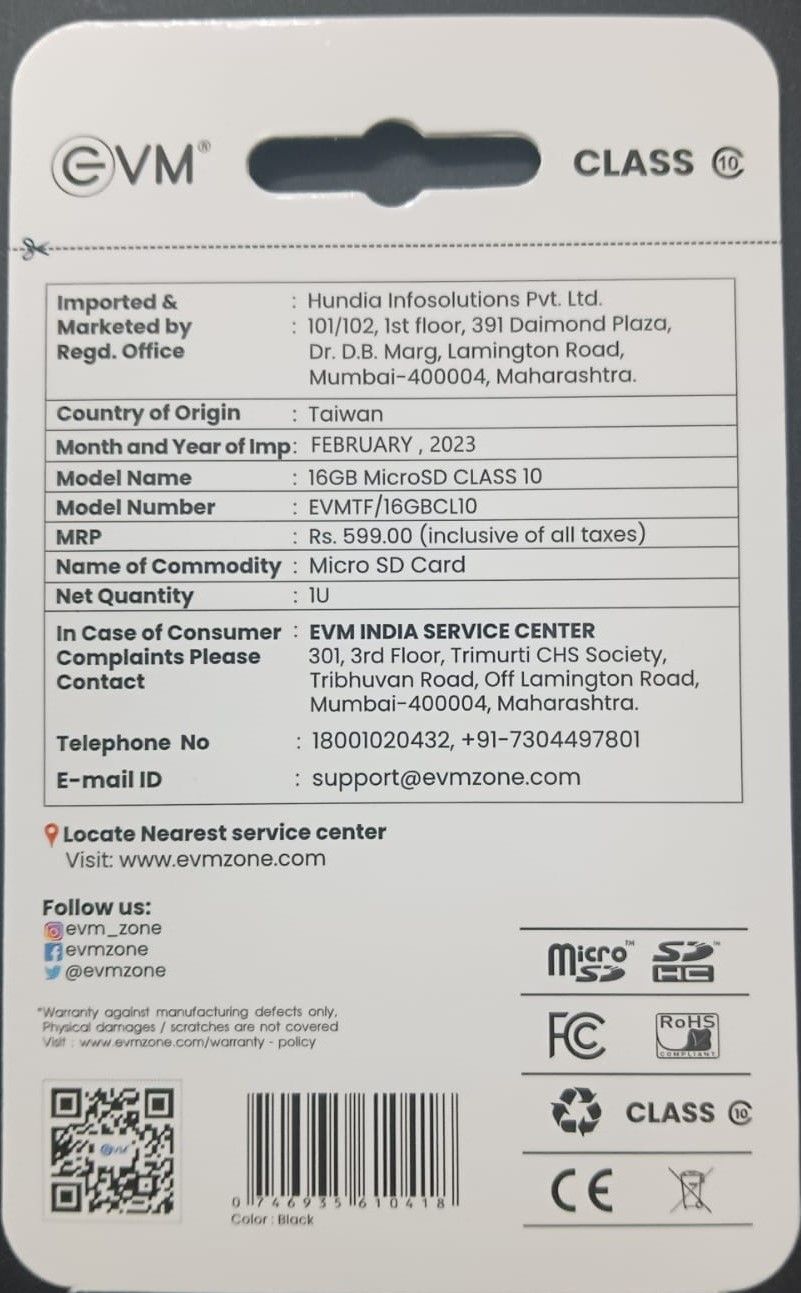 EVM 16GB Micro SD Class10 (EVMTF/16GBCL10) Memory Card With Bill_2