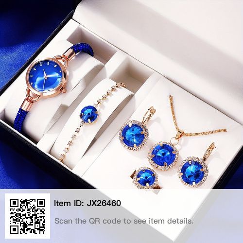 6pcs/set Women's Bracelet Watch Elegant Rhinestone Quartz Watch Vintage Analog Wristwatch & Jewelry Set, Gift For Mom Her_0