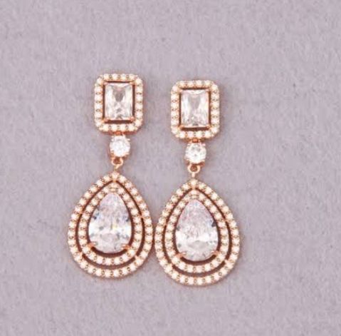 Gold Earrings with Gems EG002_0