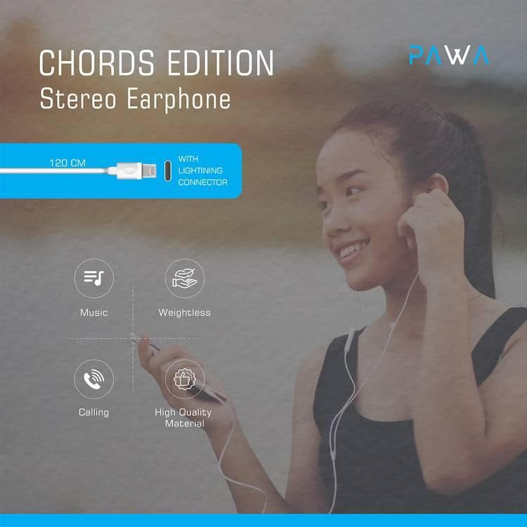 PAWA Chords Series Stereo Earphone Lightning - White_1