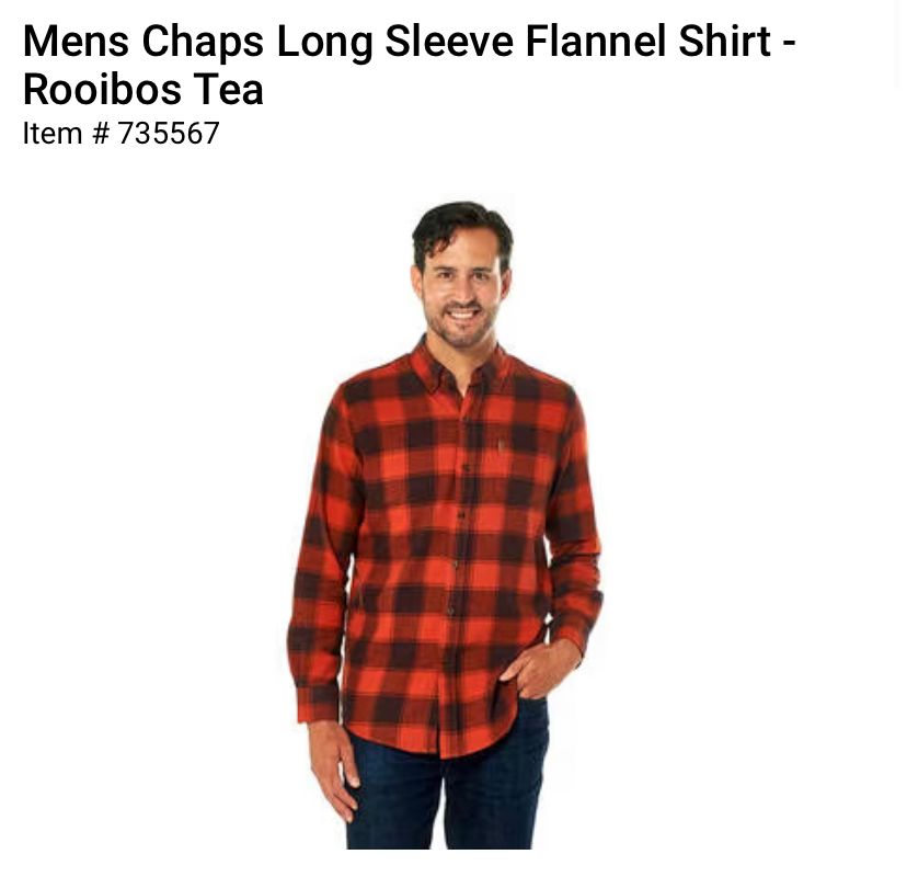 Mens Chaps Long Sleeve Flannel Shirt - Rooibos Tea_0