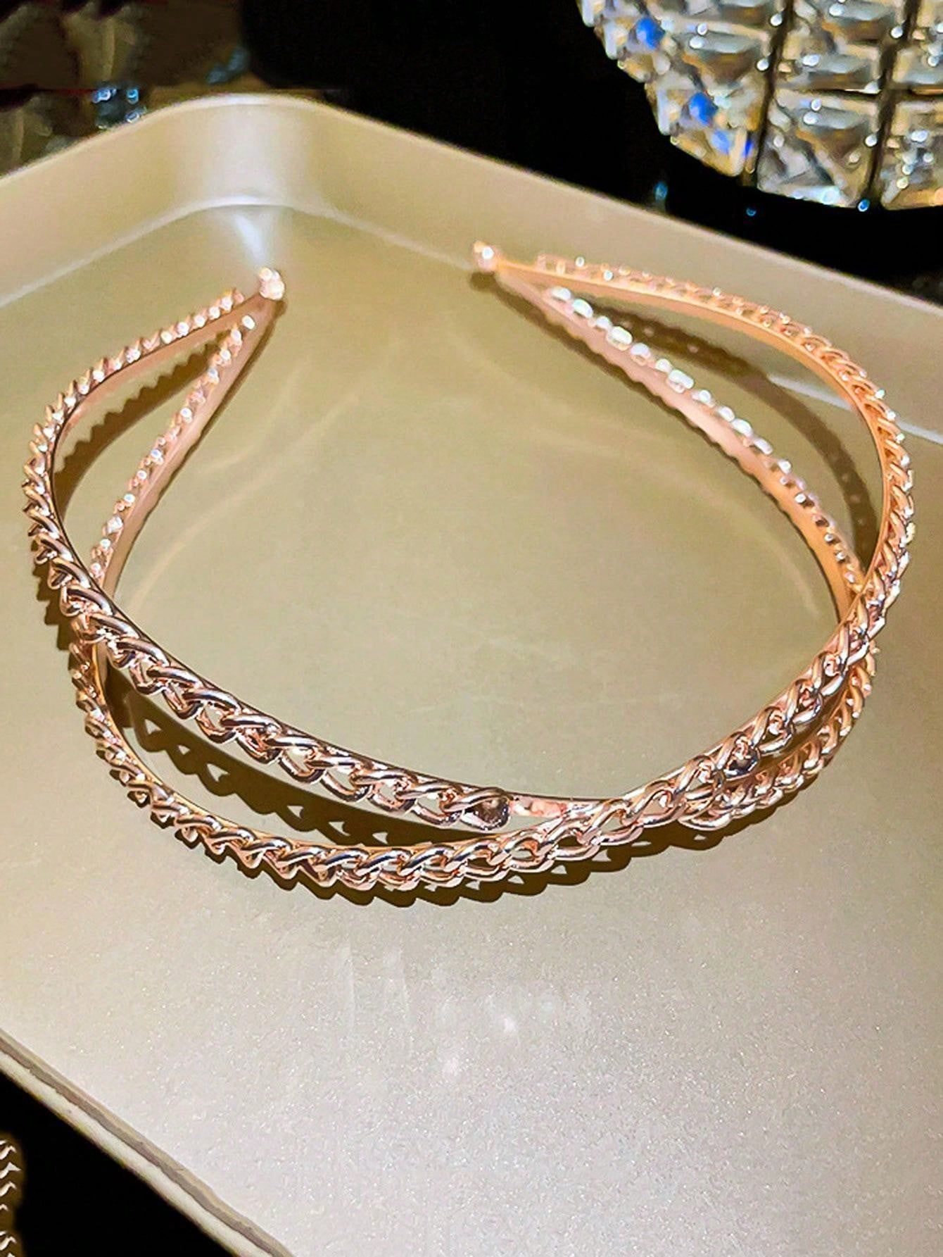 Chain Cross Design Hairband - Rose Gold_3