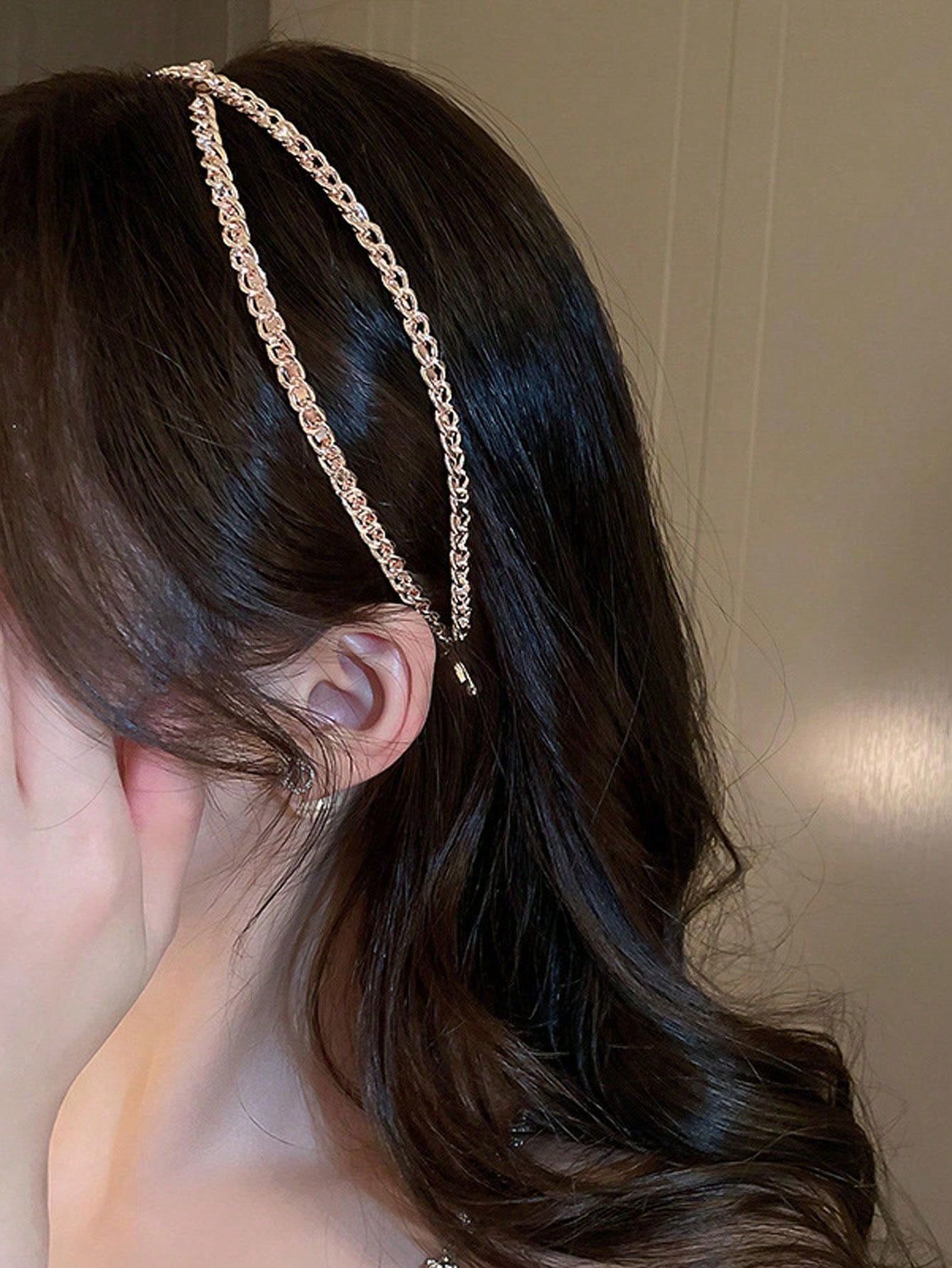 Chain Cross Design Hairband - Rose Gold_1