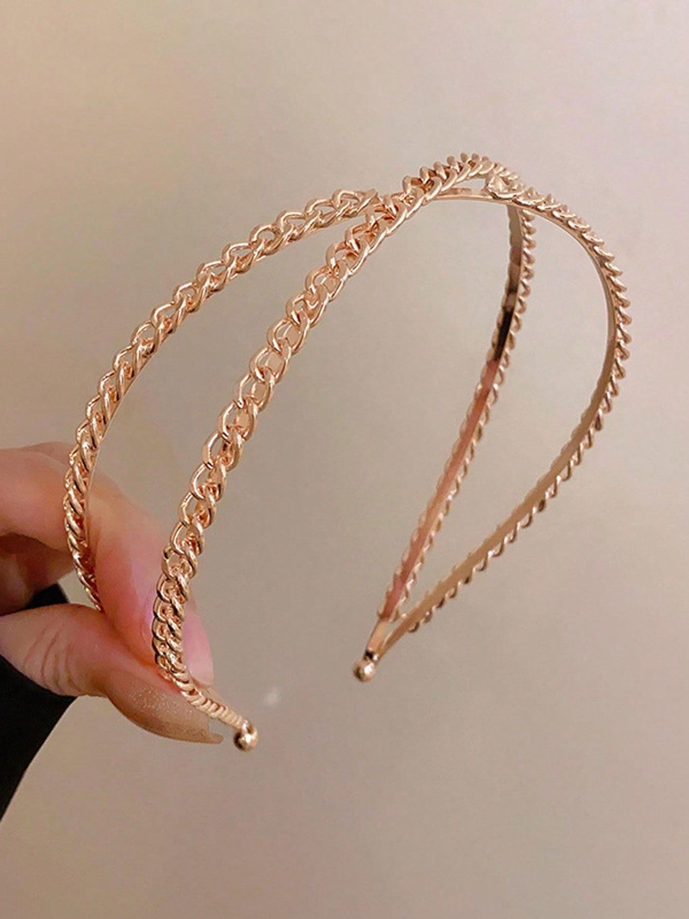 Chain Cross Design Hairband - Rose Gold_2