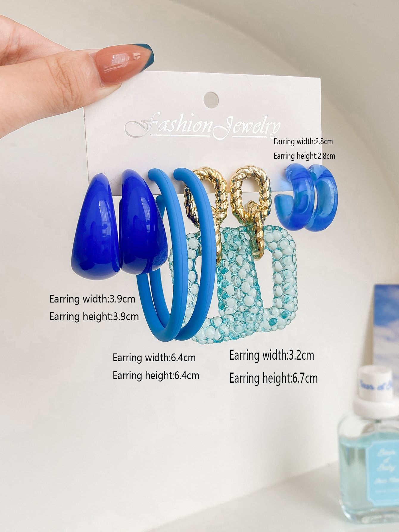 4pairs Personality Earrings - Blue_3