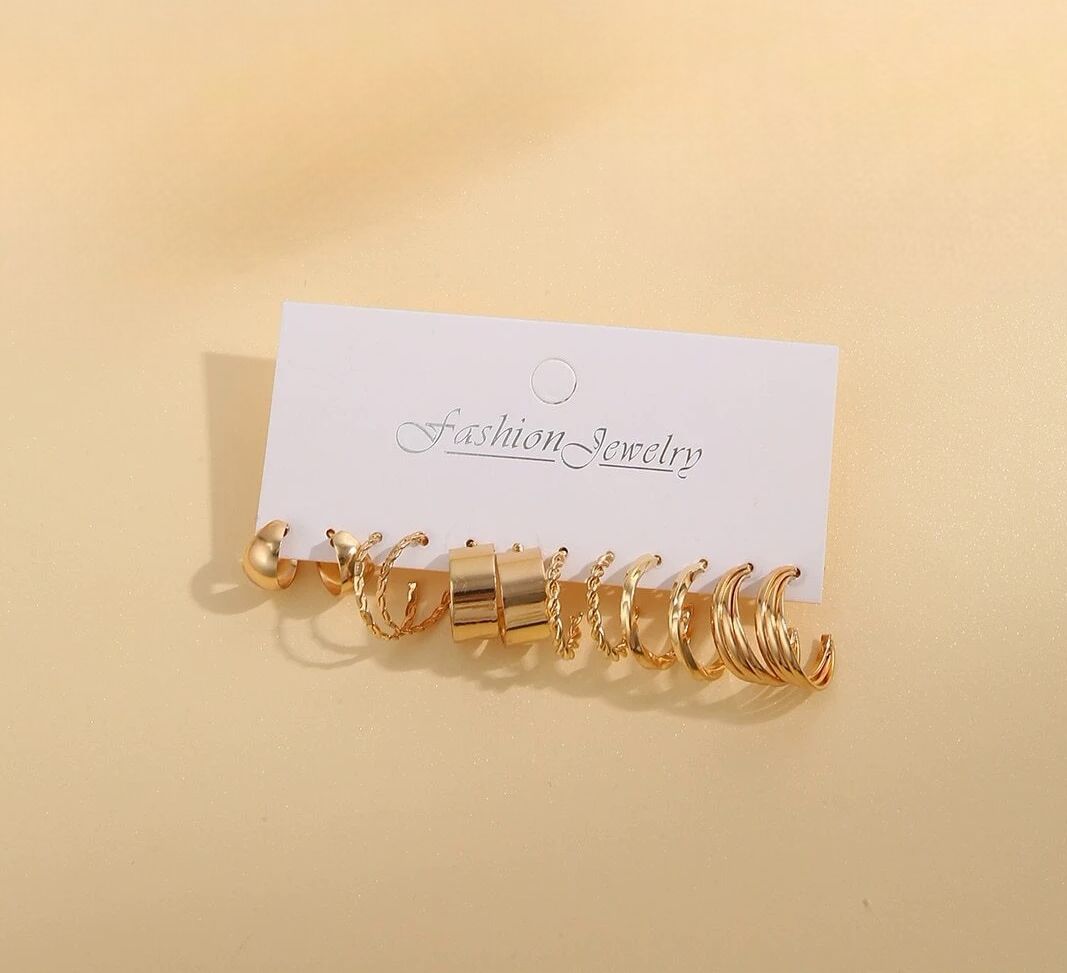 6pairs Decor Earrings - Yellow Gold_0