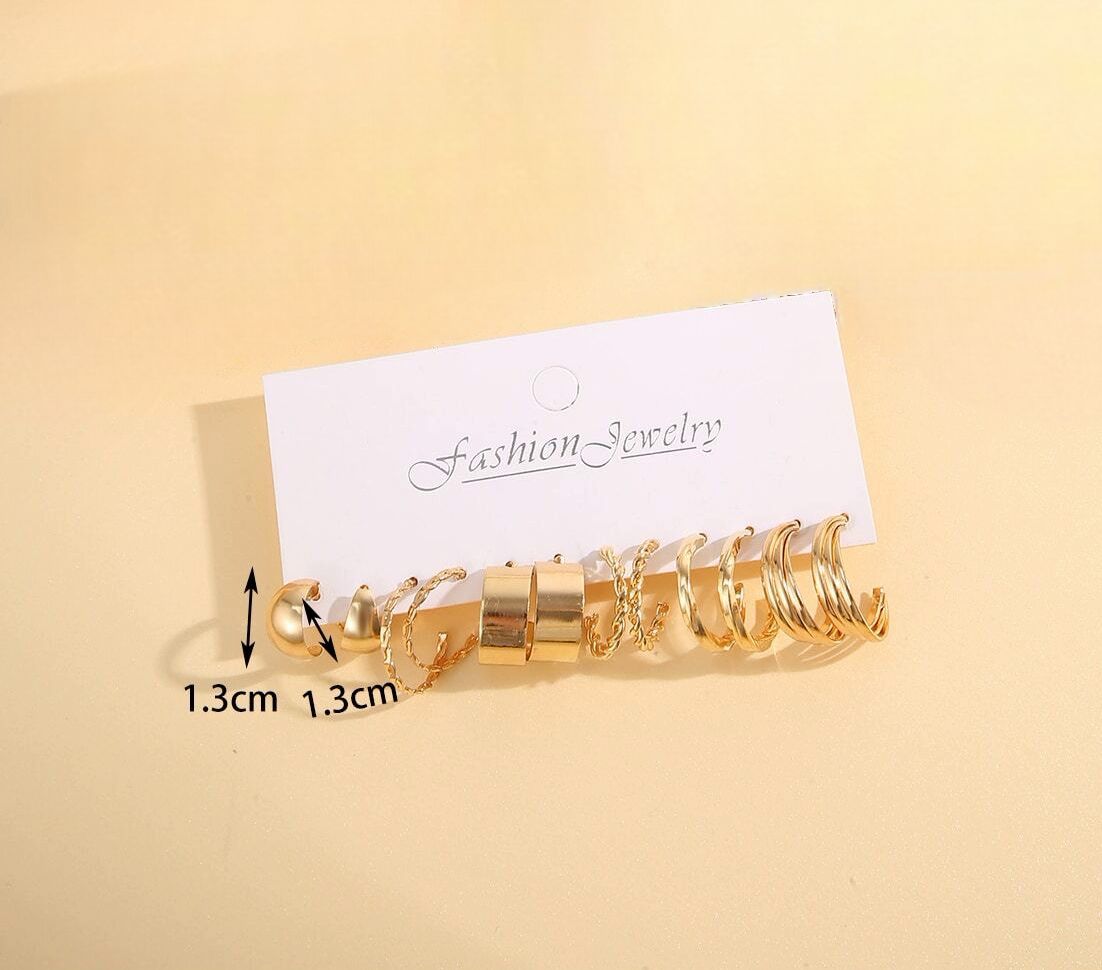 6pairs Decor Earrings - Yellow Gold_2