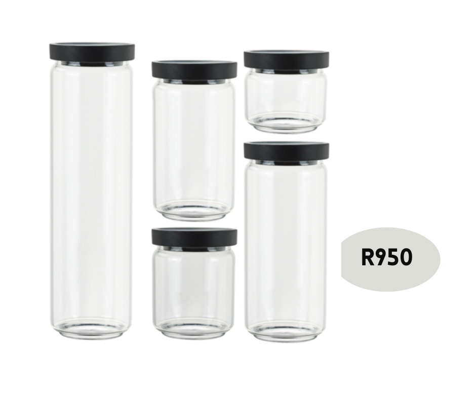 5 pieces AcaciaLux Pantry Glass Canisters_0