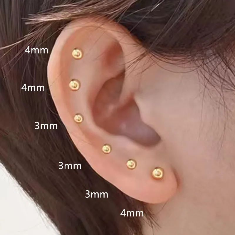 Trendy Round Stud Earrings For Women 3/4/5mm Ball Stainless Steel Women Earrings Jewelry 1 Pair_0