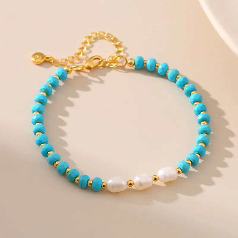 Turquoise Freshwater Pearl Beaded Bracelets_1