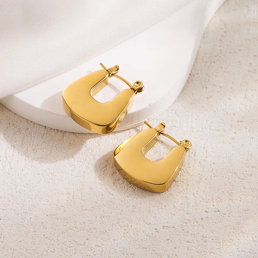 Square Hoop 18K Gold Plated Earrings_0