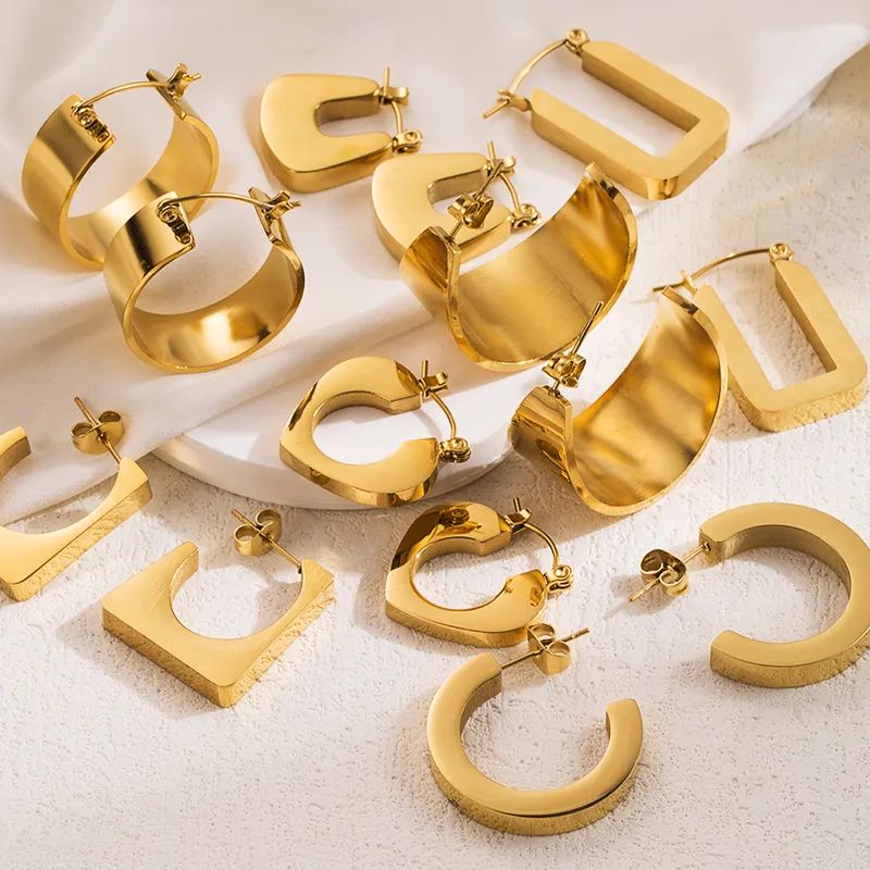 Square Hoop 18K Gold Plated Earrings_2