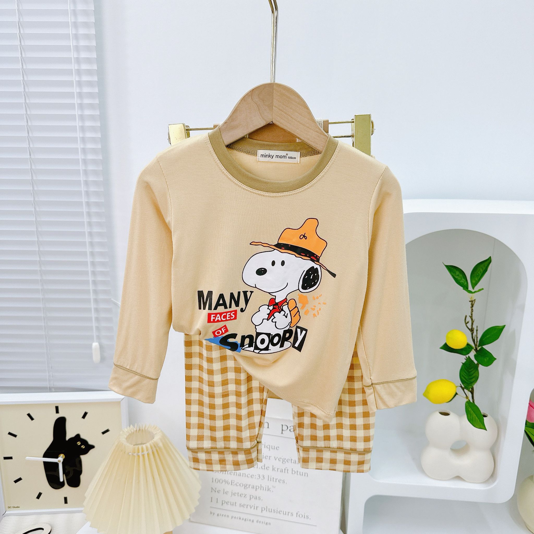 [21] Gingham Cartoon Pajamas Sets (90~130)_6